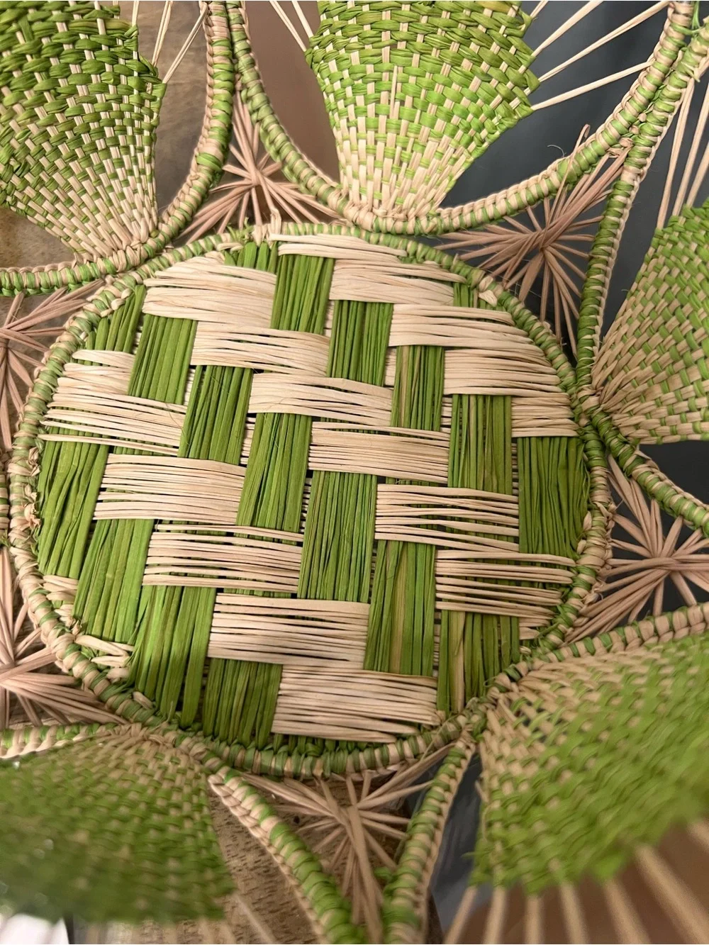 Soleil Flower Bread Basket  handcrafted from natural Iraca palm fibers